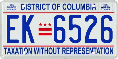 DC license plate EK6526