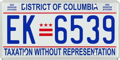 DC license plate EK6539