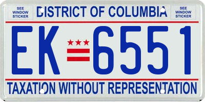 DC license plate EK6551