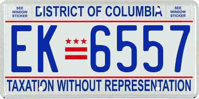 DC license plate EK6557