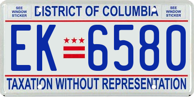 DC license plate EK6580