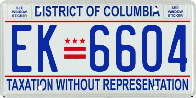 DC license plate EK6604