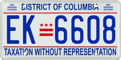 DC license plate EK6608