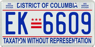 DC license plate EK6609