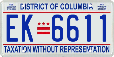 DC license plate EK6611