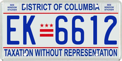 DC license plate EK6612