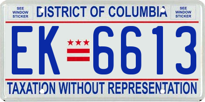 DC license plate EK6613