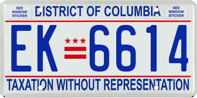 DC license plate EK6614