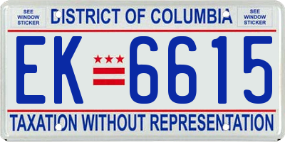 DC license plate EK6615