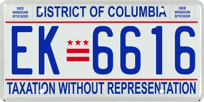 DC license plate EK6616