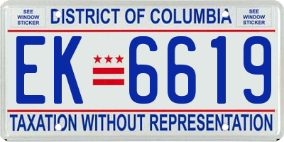 DC license plate EK6619