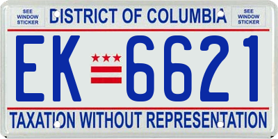 DC license plate EK6621