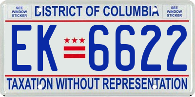 DC license plate EK6622