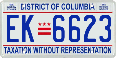 DC license plate EK6623