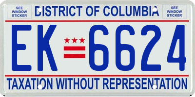 DC license plate EK6624