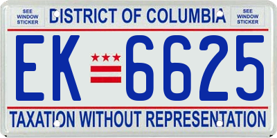 DC license plate EK6625