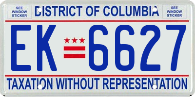 DC license plate EK6627