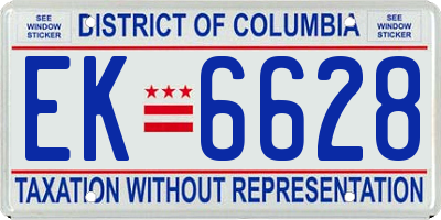 DC license plate EK6628