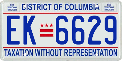 DC license plate EK6629