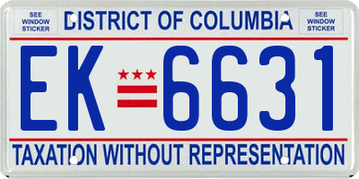 DC license plate EK6631