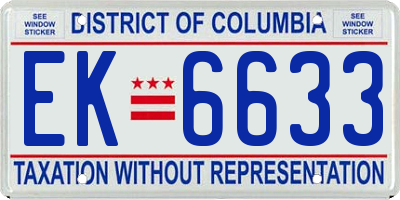 DC license plate EK6633