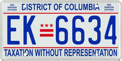 DC license plate EK6634