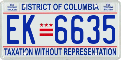 DC license plate EK6635