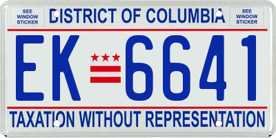 DC license plate EK6641