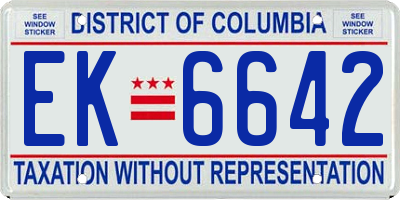 DC license plate EK6642