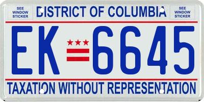 DC license plate EK6645