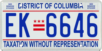 DC license plate EK6646