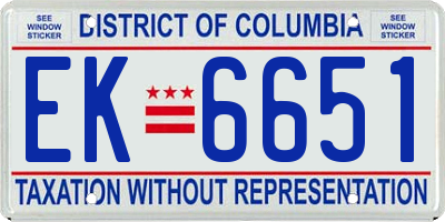 DC license plate EK6651