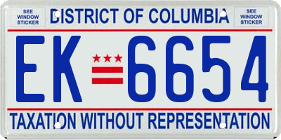 DC license plate EK6654