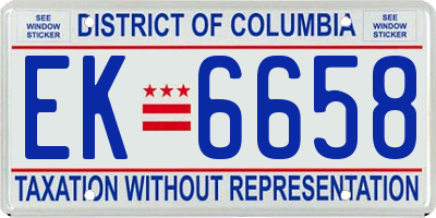 DC license plate EK6658