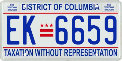 DC license plate EK6659