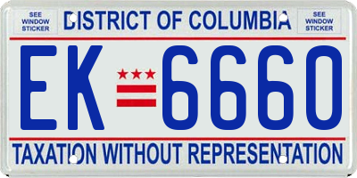 DC license plate EK6660