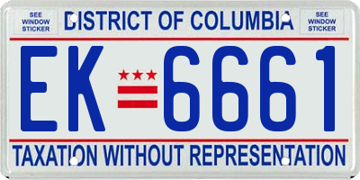 DC license plate EK6661