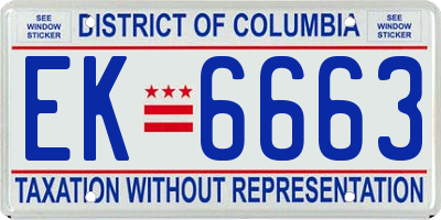 DC license plate EK6663