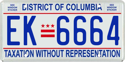 DC license plate EK6664