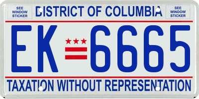 DC license plate EK6665