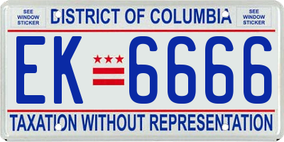 DC license plate EK6666