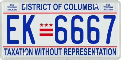 DC license plate EK6667