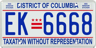 DC license plate EK6668