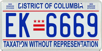 DC license plate EK6669