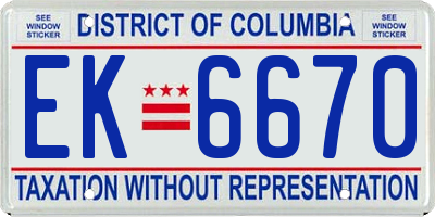 DC license plate EK6670