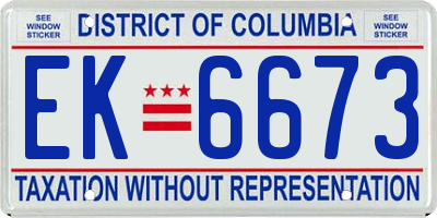 DC license plate EK6673