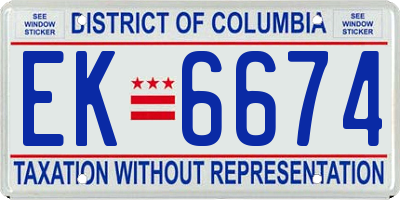 DC license plate EK6674