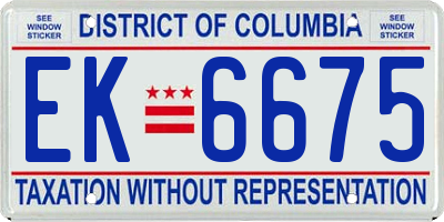 DC license plate EK6675