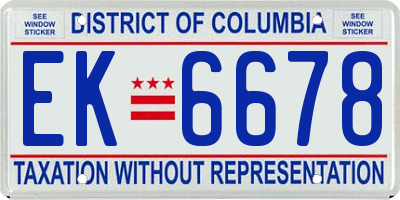 DC license plate EK6678