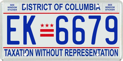 DC license plate EK6679